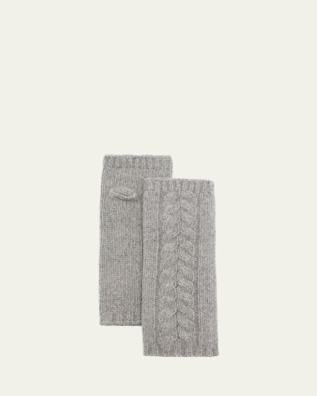 Shimmery Cable Knit Cashmere Gloves